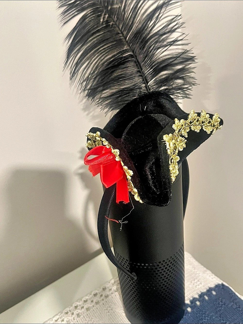 Feather Headband in Black & Red Like New